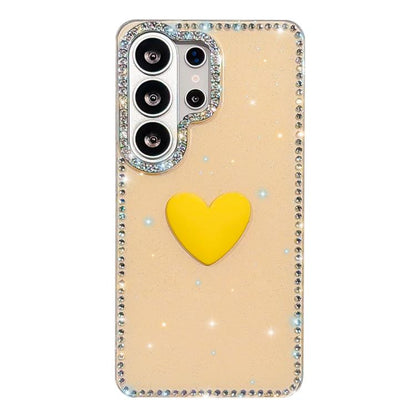 Flash Rhinestone Double-sided IMD Love Heart Phone Case, For Samsung Galaxy S24 5G, For Samsung Galaxy S23 Ultra 5G