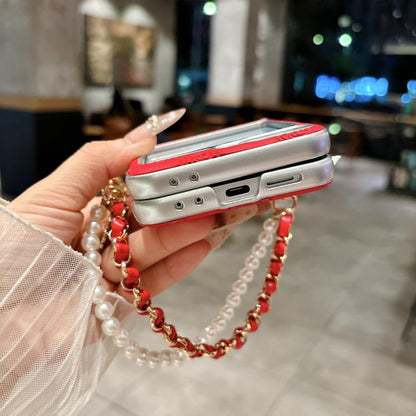 Side Buckle Embossed Rose Phone Case with Bracelet, For Samsung Galaxy Z Flip6 / Flip7 FE, For Samsung Galaxy Z Flip7 5G, For Samsung Galaxy Z Flip5