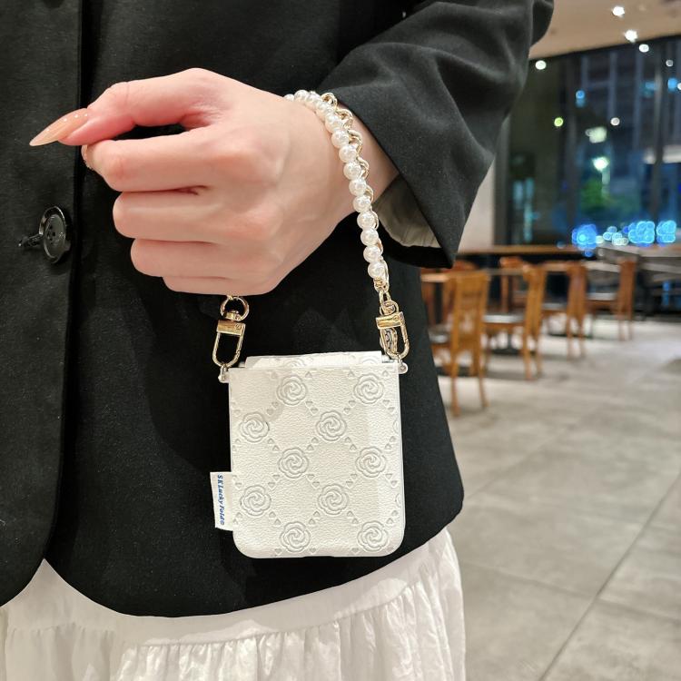 Side Buckle Embossed Rose Phone Case with Bracelet, For Samsung Galaxy Z Flip6 / Flip7 FE, For Samsung Galaxy Z Flip7 5G, For Samsung Galaxy Z Flip5