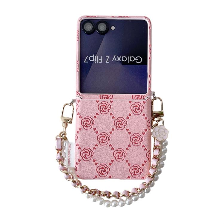 Side Buckle Embossed Rose Phone Case with Bracelet, For Samsung Galaxy Z Flip6 / Flip7 FE, For Samsung Galaxy Z Flip7 5G, For Samsung Galaxy Z Flip5