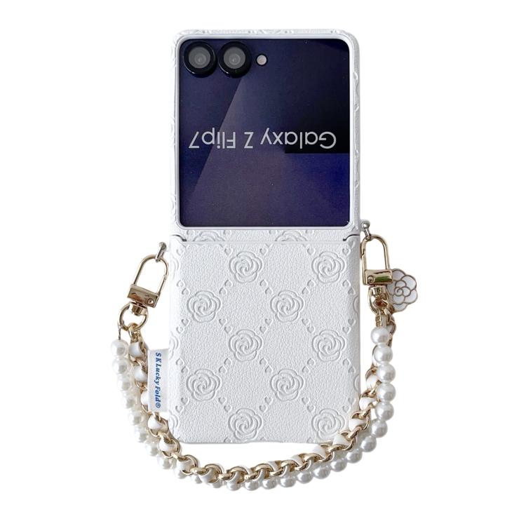 Side Buckle Embossed Rose Phone Case with Bracelet, For Samsung Galaxy Z Flip6 / Flip7 FE, For Samsung Galaxy Z Flip7 5G, For Samsung Galaxy Z Flip5