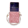 Side Buckle Embossed Camellia Phone Case with Bracelet, For Samsung Galaxy Z Flip7 5G