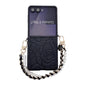 Side Buckle Embossed Camellia Phone Case with Bracelet, For Samsung Galaxy Z Flip7 5G