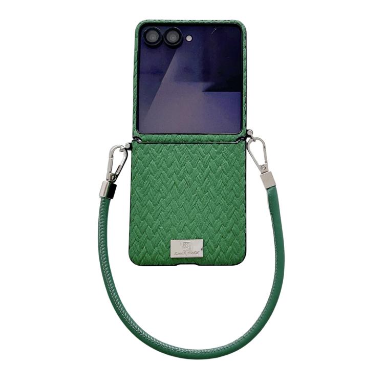 Nameplate Style Straw Pattern Side Buckle Phone Case with Strap, For Galaxy Z Flip8 5G, For Samsung Galaxy Z Flip6 5G / Flip7 FE, For Samsung Galaxy Z Flip7 5G, For Samsung Galaxy Z Flip5 5G