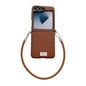 Nameplate Style Straw Pattern Side Buckle Phone Case with Strap, For Galaxy Z Flip8 5G, For Samsung Galaxy Z Flip6 5G / Flip7 FE, For Samsung Galaxy Z Flip7 5G, For Samsung Galaxy Z Flip5 5G