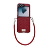 Nameplate Style Straw Pattern Side Buckle Phone Case with Strap, For Galaxy Z Flip8 5G, For Samsung Galaxy Z Flip6 5G / Flip7 FE, For Samsung Galaxy Z Flip7 5G, For Samsung Galaxy Z Flip5 5G