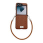 Nameplate Style Straw Pattern Side Buckle Phone Case with Strap, For Galaxy Z Flip8 5G, For Samsung Galaxy Z Flip6 5G / Flip7 FE, For Samsung Galaxy Z Flip7 5G, For Samsung Galaxy Z Flip5 5G