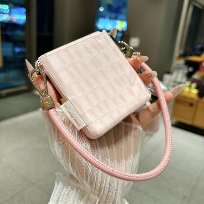 Crocodile Pattern Side Buckle Phone Case with DIY Cherry Strap, For Samsung Galaxy Z Flip6 5G / Flip7 FE, For Samsung Galaxy Z Flip7 5G, For Samsung Galaxy Z Flip5 5G