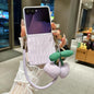 Crocodile Pattern Side Buckle Phone Case with DIY Cherry Strap, For Samsung Galaxy Z Flip6 5G / Flip7 FE, For Samsung Galaxy Z Flip7 5G, For Samsung Galaxy Z Flip5 5G