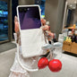 Crocodile Pattern Side Buckle Phone Case with DIY Cherry Strap, For Samsung Galaxy Z Flip6 5G / Flip7 FE, For Samsung Galaxy Z Flip7 5G, For Samsung Galaxy Z Flip5 5G