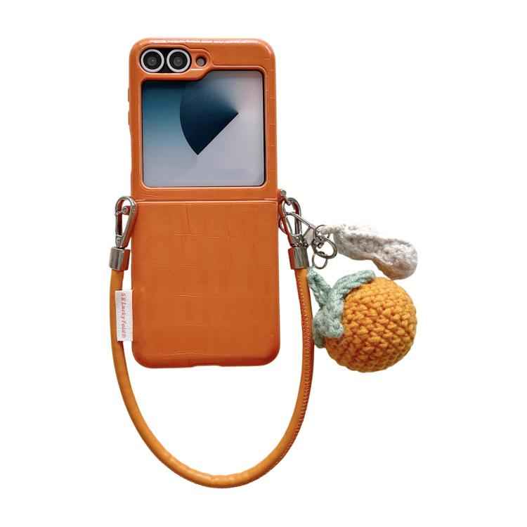 Crocodile Pattern Side Buckle Phone Case with DIY Persimmon Strap, For Samsung Galaxy Z Flip6 5G / Flip7 FE, For Samsung Galaxy Z Flip7 5G, For Samsung Galaxy Z Flip5 5G