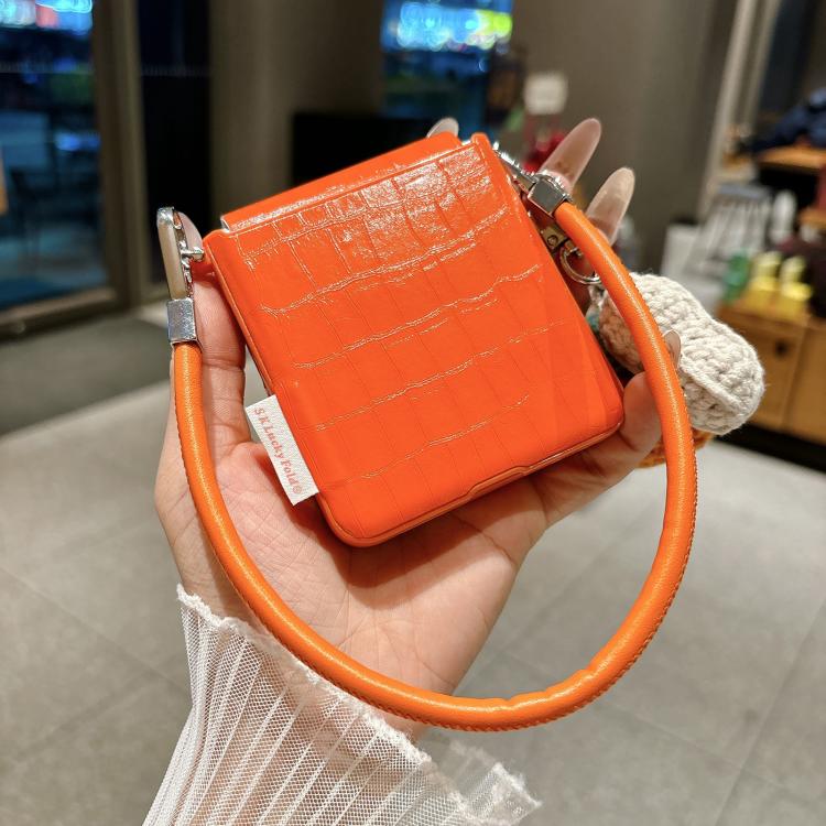 Crocodile Pattern Side Buckle Phone Case with DIY Persimmon Strap, For Samsung Galaxy Z Flip6 5G / Flip7 FE, For Samsung Galaxy Z Flip7 5G, For Samsung Galaxy Z Flip5 5G