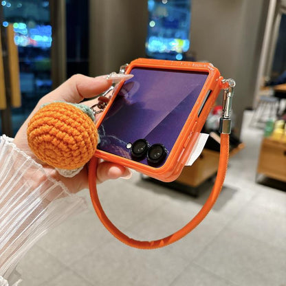 Crocodile Pattern Side Buckle Phone Case with DIY Persimmon Strap, For Samsung Galaxy Z Flip6 5G / Flip7 FE, For Samsung Galaxy Z Flip7 5G, For Samsung Galaxy Z Flip5 5G