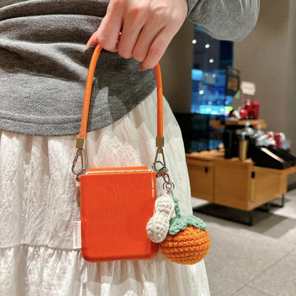 Crocodile Pattern Side Buckle Phone Case with DIY Persimmon Strap, For Samsung Galaxy Z Flip6 5G / Flip7 FE, For Samsung Galaxy Z Flip7 5G, For Samsung Galaxy Z Flip5 5G