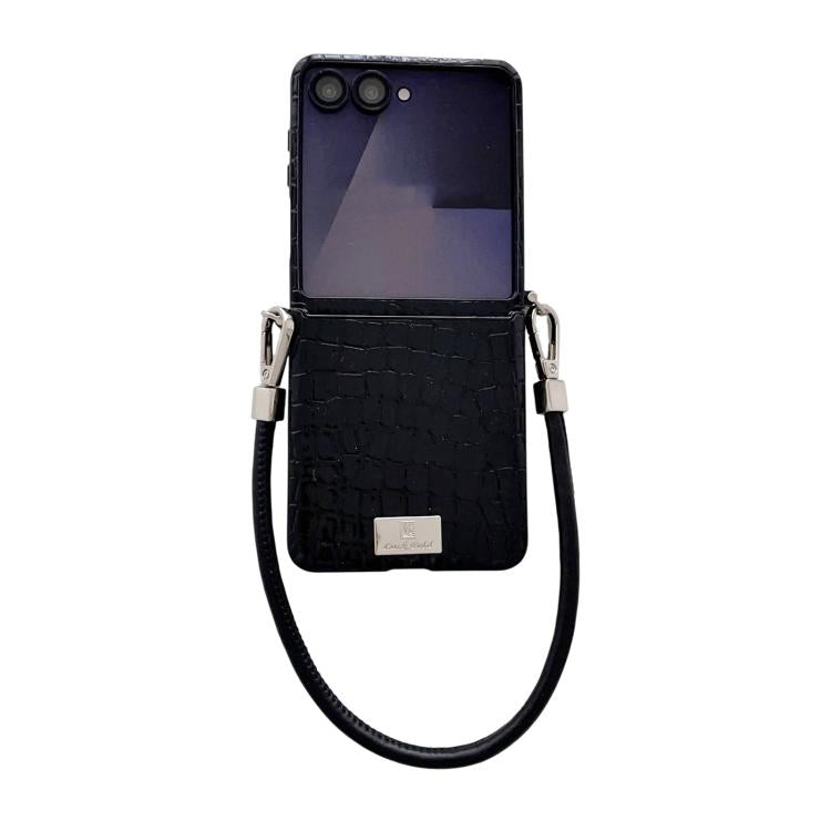 Nameplate Style Glossy Crocodile Pattern Phone Case, For Samsung Galaxy Z Flip6 5G / Flip7 FE, For Samsung Galaxy Z Flip7 5G