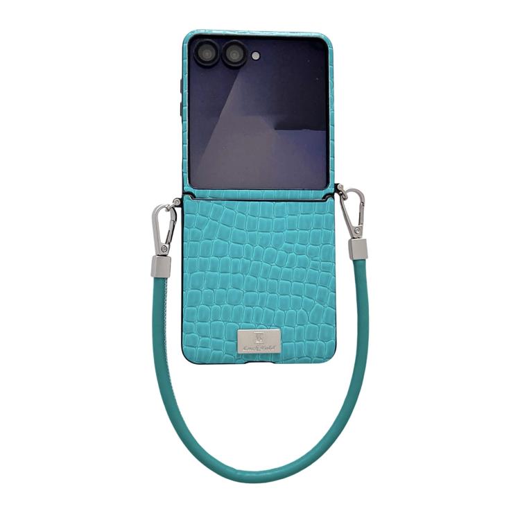 Nameplate Style Glossy Crocodile Pattern Phone Case, For Samsung Galaxy Z Flip6 5G / Flip7 FE, For Samsung Galaxy Z Flip7 5G