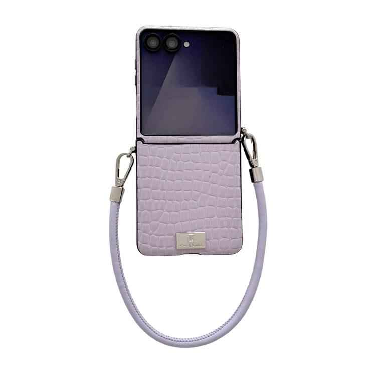 Nameplate Style Glossy Crocodile Pattern Phone Case, For Samsung Galaxy Z Flip6 5G / Flip7 FE, For Samsung Galaxy Z Flip7 5G