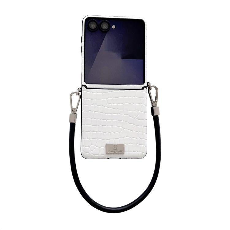 Nameplate Style Glossy Crocodile Pattern Phone Case, For Samsung Galaxy Z Flip6 5G / Flip7 FE, For Samsung Galaxy Z Flip7 5G