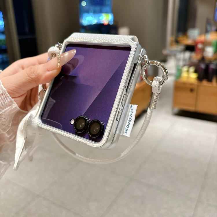 Silver Edged Side Buckle Magnetic Litchi Texture Phone Case with Star Strap, For Samsung Galaxy Z Flip6 5G / Flip7 FE, For Samsung Galaxy Z Flip7 5G, For Samsung Galaxy Z Flip5 5G