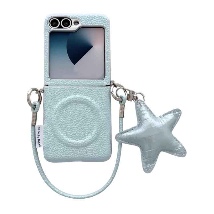 Silver Edged Side Buckle Magnetic Litchi Texture Phone Case with Star Strap, For Samsung Galaxy Z Flip6 5G / Flip7 FE, For Samsung Galaxy Z Flip7 5G, For Samsung Galaxy Z Flip5 5G