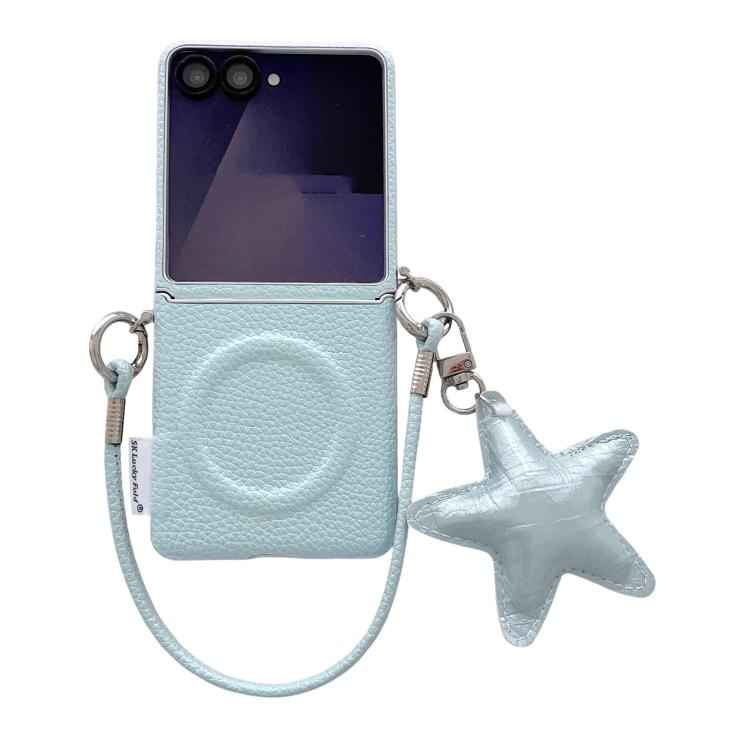 Silver Edged Side Buckle Magnetic Litchi Texture Phone Case with Star Strap, For Samsung Galaxy Z Flip6 5G / Flip7 FE, For Samsung Galaxy Z Flip7 5G, For Samsung Galaxy Z Flip5 5G