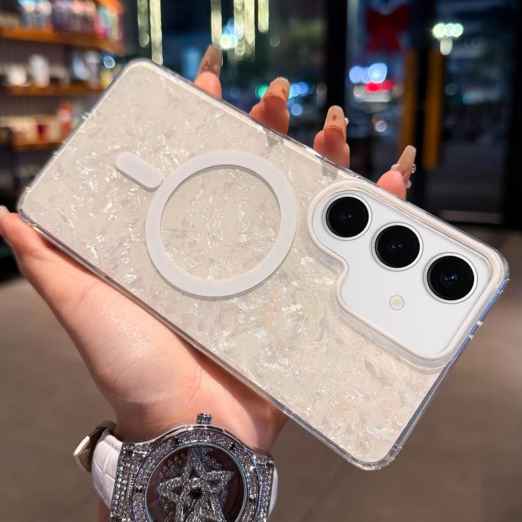 Gold-plated Shell Texture Magnetic Phone Case, For Samsung Galaxy S26+ 5G, For Samsung Galaxy S26 Ultra 5G, For Samsung Galaxy S26 5G, For Samsung Galaxy S25 FE 5G, For Samsung Galaxy S25 / S24 5G, For Samsung Galaxy S25+ / S24+ 5G                     ...