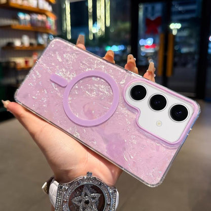Gold-plated Shell Texture Magnetic Phone Case, For Samsung Galaxy S26+ 5G, For Samsung Galaxy S26 Ultra 5G, For Samsung Galaxy S26 5G, For Samsung Galaxy S25 FE 5G, For Samsung Galaxy S25 / S24 5G, For Samsung Galaxy S25+ / S24+ 5G                     ...