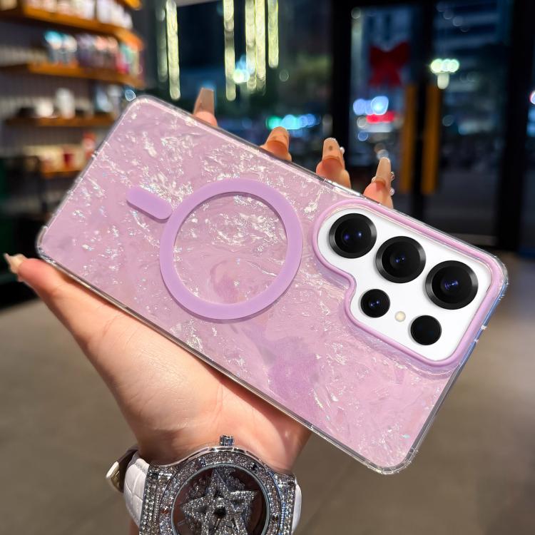 Gold-plated Shell Texture Magnetic Phone Case, For Samsung Galaxy S26+ 5G, For Samsung Galaxy S26 Ultra 5G, For Samsung Galaxy S26 5G, For Samsung Galaxy S25 FE 5G, For Samsung Galaxy S25 / S24 5G, For Samsung Galaxy S25+ / S24+ 5G                     ...