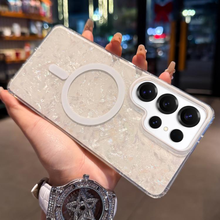 Gold-plated Shell Texture Magnetic Phone Case, For Samsung Galaxy S26+ 5G, For Samsung Galaxy S26 Ultra 5G, For Samsung Galaxy S26 5G, For Samsung Galaxy S25 FE 5G, For Samsung Galaxy S25 / S24 5G, For Samsung Galaxy S25+ / S24+ 5G                     ...
