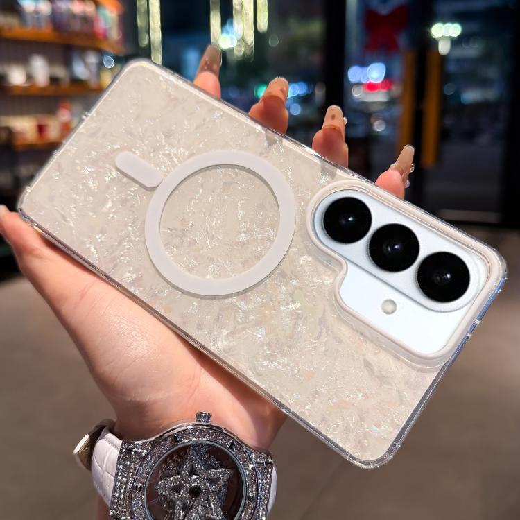 Gold-plated Shell Texture Magnetic Phone Case, For Samsung Galaxy S26+ 5G, For Samsung Galaxy S26 Ultra 5G, For Samsung Galaxy S26 5G, For Samsung Galaxy S25 FE 5G, For Samsung Galaxy S25 / S24 5G, For Samsung Galaxy S25+ / S24+ 5G                     ...