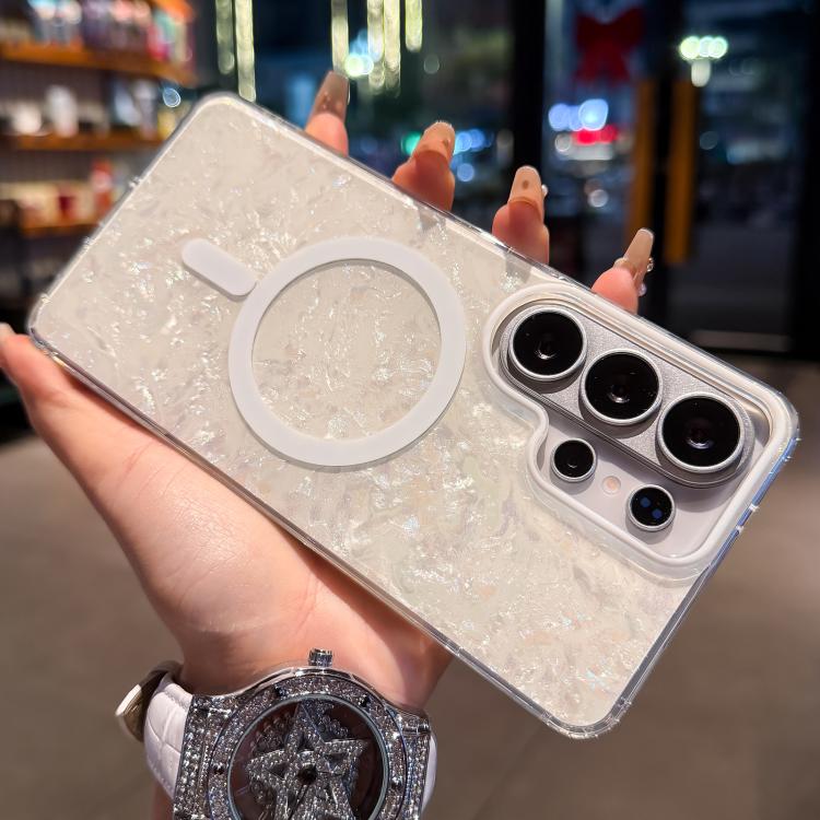 Gold-plated Shell Texture Magnetic Phone Case, For Samsung Galaxy S26+ 5G, For Samsung Galaxy S26 Ultra 5G, For Samsung Galaxy S26 5G, For Samsung Galaxy S25 FE 5G, For Samsung Galaxy S25 / S24 5G, For Samsung Galaxy S25+ / S24+ 5G                     ...