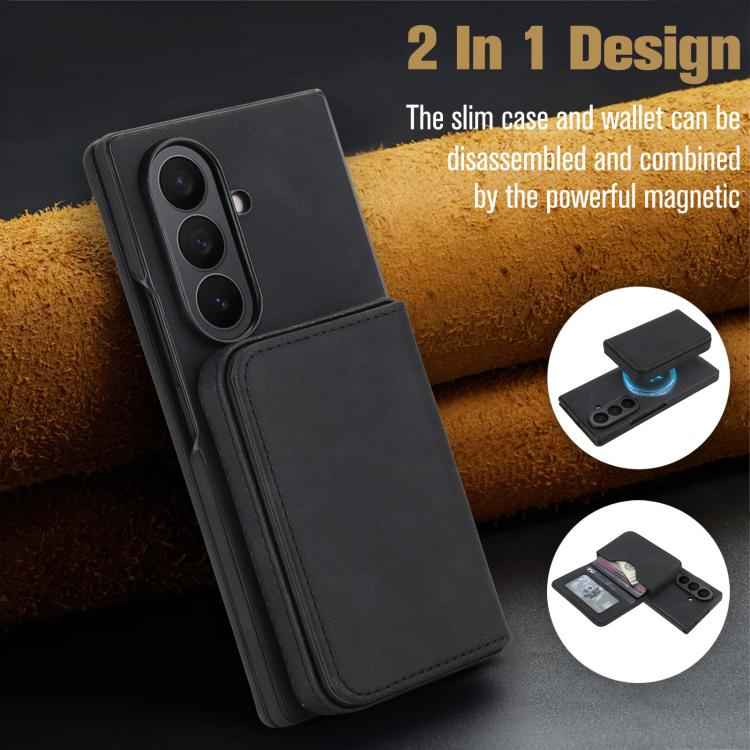 Retro Faux Leather Detachable Magnetic Wallet Bag RFID Blocking Phone Case, For Samsung Galaxy Z Fold7 5G