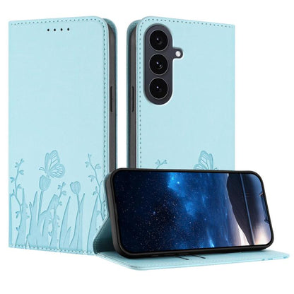 Tulips Butterfly Pattern Magnetic Vegan Leather Phone Case, For Galaxy S26 FE 5G, For Samsung Galaxy S26 Ultra 5G, For Samsung Galaxy S26 5G, For Samsung Galaxy S25 FE 5G