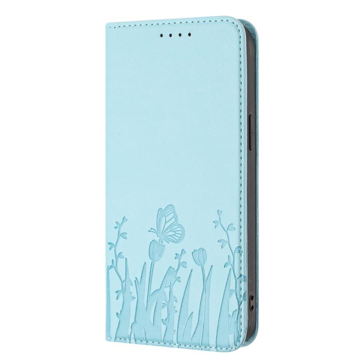 Tulips Butterfly Pattern Magnetic Vegan Leather Phone Case, For Samsung Galaxy S25 Edge 5G, For Samsung Galaxy S25 5G, For Samsung Galaxy S25+ 5G, For Samsung Galaxy S25 Ultra 5G