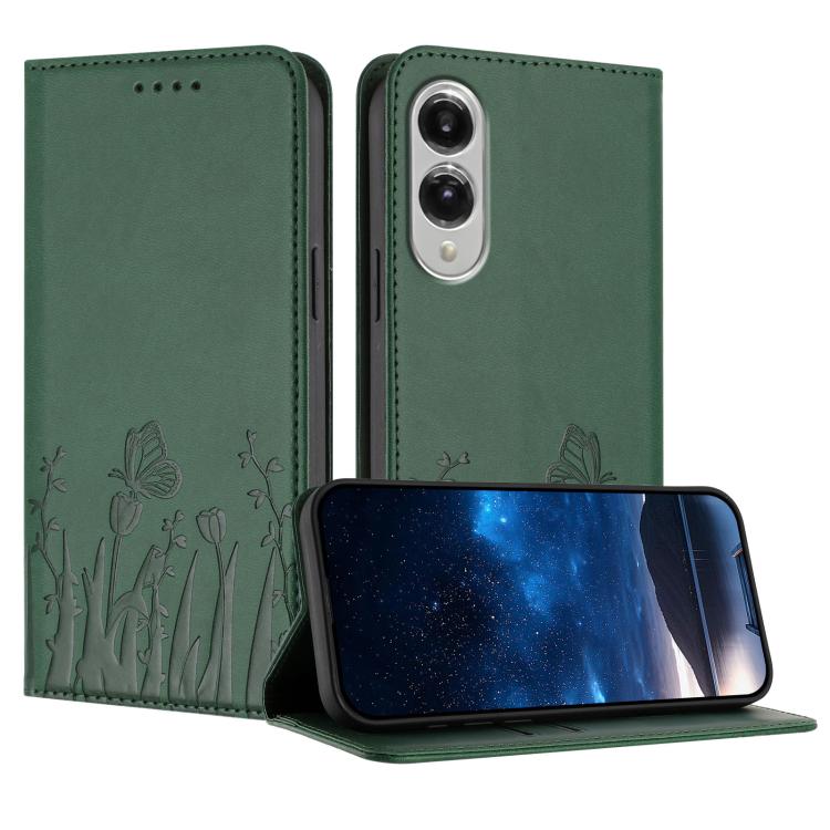 Tulips Butterfly Pattern Magnetic Vegan Leather Phone Case, For Samsung Galaxy S25 Edge 5G, For Samsung Galaxy S25 5G, For Samsung Galaxy S25+ 5G, For Samsung Galaxy S25 Ultra 5G