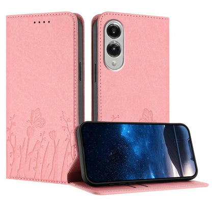 Tulips Butterfly Pattern Magnetic Vegan Leather Phone Case, For Samsung Galaxy S25 Edge 5G, For Samsung Galaxy S25 5G, For Samsung Galaxy S25+ 5G, For Samsung Galaxy S25 Ultra 5G