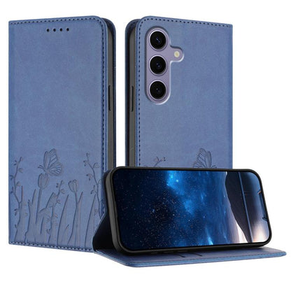 Tulips Butterfly Pattern Magnetic Vegan Leather Phone Case, For Samsung Galaxy S25 Edge 5G, For Samsung Galaxy S25 5G, For Samsung Galaxy S25+ 5G, For Samsung Galaxy S25 Ultra 5G