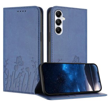 Tulips Butterfly Pattern Magnetic Vegan Leather Phone Case, For Samsung Galaxy S24 FE 5G, For Samsung Galaxy S24 Ultra 5G, For Samsung Galaxy S24+ 5G, For Samsung Galaxy S24 5G