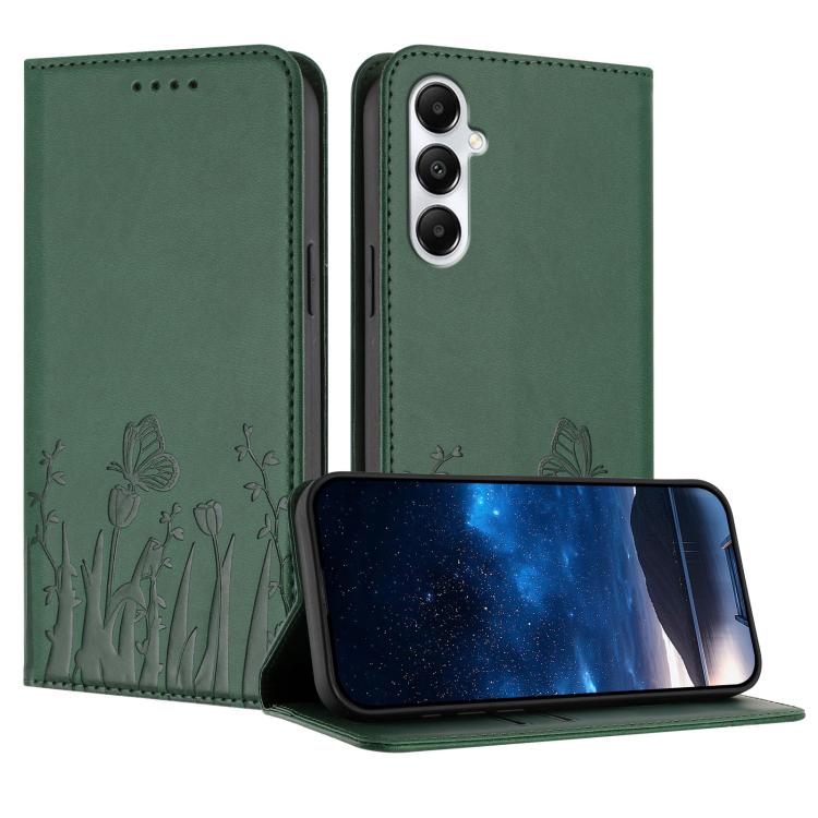 Tulips Butterfly Pattern Magnetic Vegan Leather Phone Case, For Samsung Galaxy S24 FE 5G, For Samsung Galaxy S24 Ultra 5G, For Samsung Galaxy S24+ 5G, For Samsung Galaxy S24 5G
