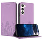 Tulips Butterfly Pattern Magnetic Vegan Leather Phone Case, For Samsung Galaxy S23 FE 5G, For Samsung Galaxy S23 Ultra 5G, For Samsung Galaxy S23+ 5G, For Samsung Galaxy S23 5G