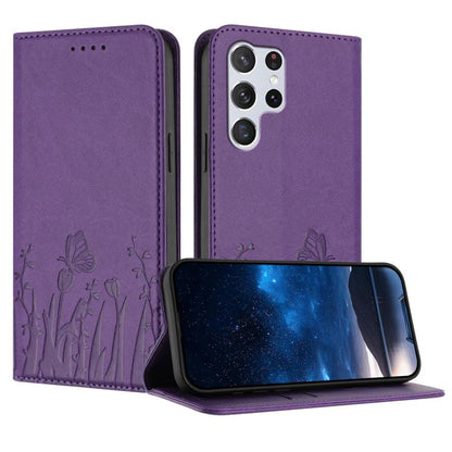 Tulips Butterfly Pattern Magnetic Vegan Leather Phone Case, For Samsung Galaxy S20 FE, For Samsung Galaxy S22 Ultra 5G, For Samsung Galaxy S22+ 5G, For Samsung Galaxy S22 5G