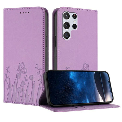 Tulips Butterfly Pattern Magnetic Vegan Leather Phone Case, For Samsung Galaxy S20 FE, For Samsung Galaxy S22 Ultra 5G, For Samsung Galaxy S22+ 5G, For Samsung Galaxy S22 5G