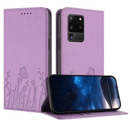 Tulips Butterfly Pattern Magnetic Vegan Leather Phone Case, For Samsung Galaxy Note20 Ultra, For Samsung Galaxy Note20, For Samsung Galaxy S20 Ultra, For Samsung Galaxy S20