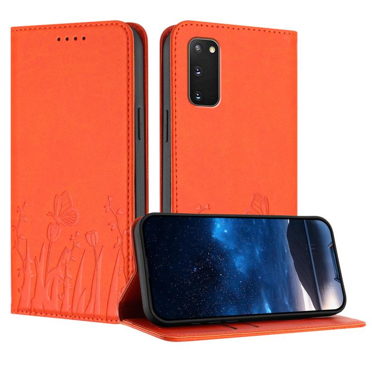 Tulips Butterfly Pattern Magnetic Vegan Leather Phone Case, For Samsung Galaxy S20 FE, For Samsung Galaxy S22 Ultra 5G, For Samsung Galaxy S22+ 5G, For Samsung Galaxy S22 5G