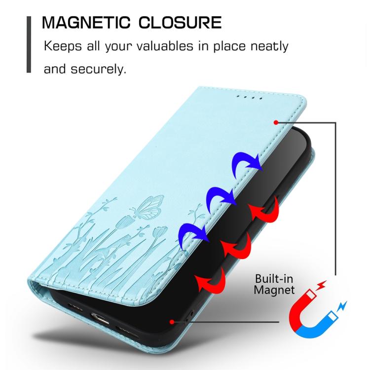 Tulips Butterfly Pattern Magnetic Vegan Leather Phone Case, For Samsung Galaxy Note20 Ultra, For Samsung Galaxy Note20, For Samsung Galaxy S20 Ultra, For Samsung Galaxy S20