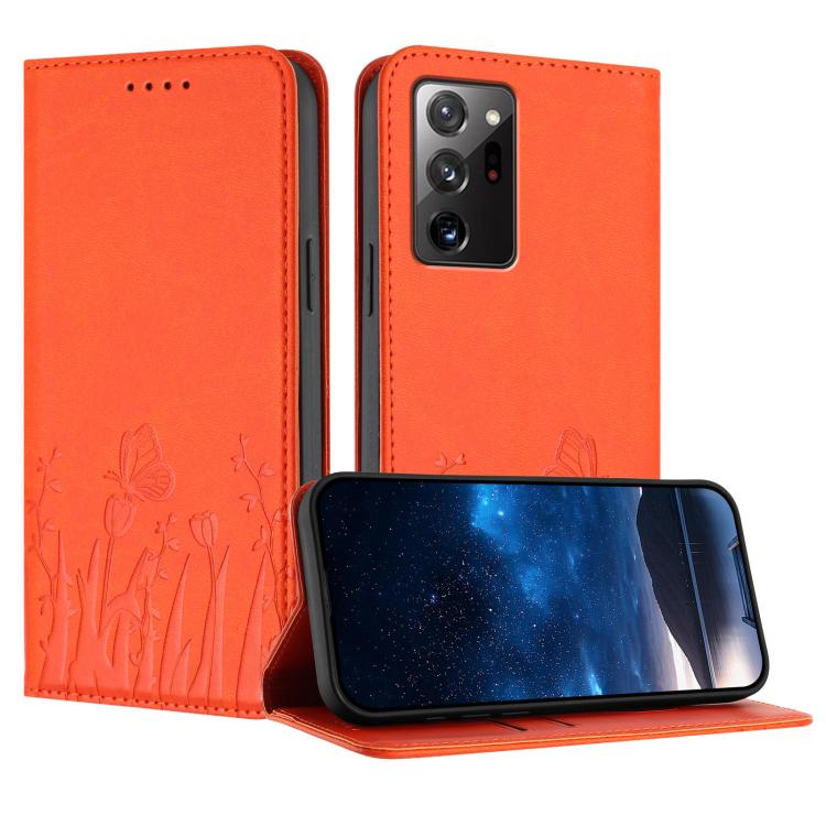 Tulips Butterfly Pattern Magnetic Vegan Leather Phone Case, For Samsung Galaxy Note20 Ultra, For Samsung Galaxy Note20, For Samsung Galaxy S20 Ultra, For Samsung Galaxy S20
