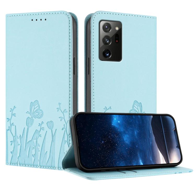 Tulips Butterfly Pattern Magnetic Vegan Leather Phone Case, For Samsung Galaxy Note20 Ultra, For Samsung Galaxy Note20, For Samsung Galaxy S20 Ultra, For Samsung Galaxy S20