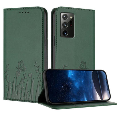 Tulips Butterfly Pattern Magnetic Vegan Leather Phone Case, For Samsung Galaxy Note20 Ultra, For Samsung Galaxy Note20, For Samsung Galaxy S20 Ultra, For Samsung Galaxy S20