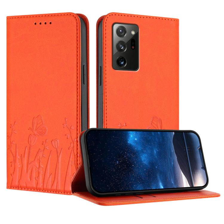 Tulips Butterfly Pattern Magnetic Vegan Leather Phone Case, For Samsung Galaxy Note20 Ultra, For Samsung Galaxy Note20, For Samsung Galaxy S20 Ultra, For Samsung Galaxy S20