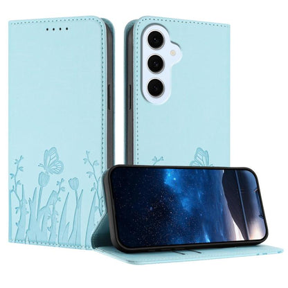 Tulips Butterfly Pattern Magnetic Vegan Leather Phone Case, For Galaxy S26 FE 5G, For Samsung Galaxy S26 Ultra 5G, For Samsung Galaxy S26 5G, For Samsung Galaxy S25 FE 5G